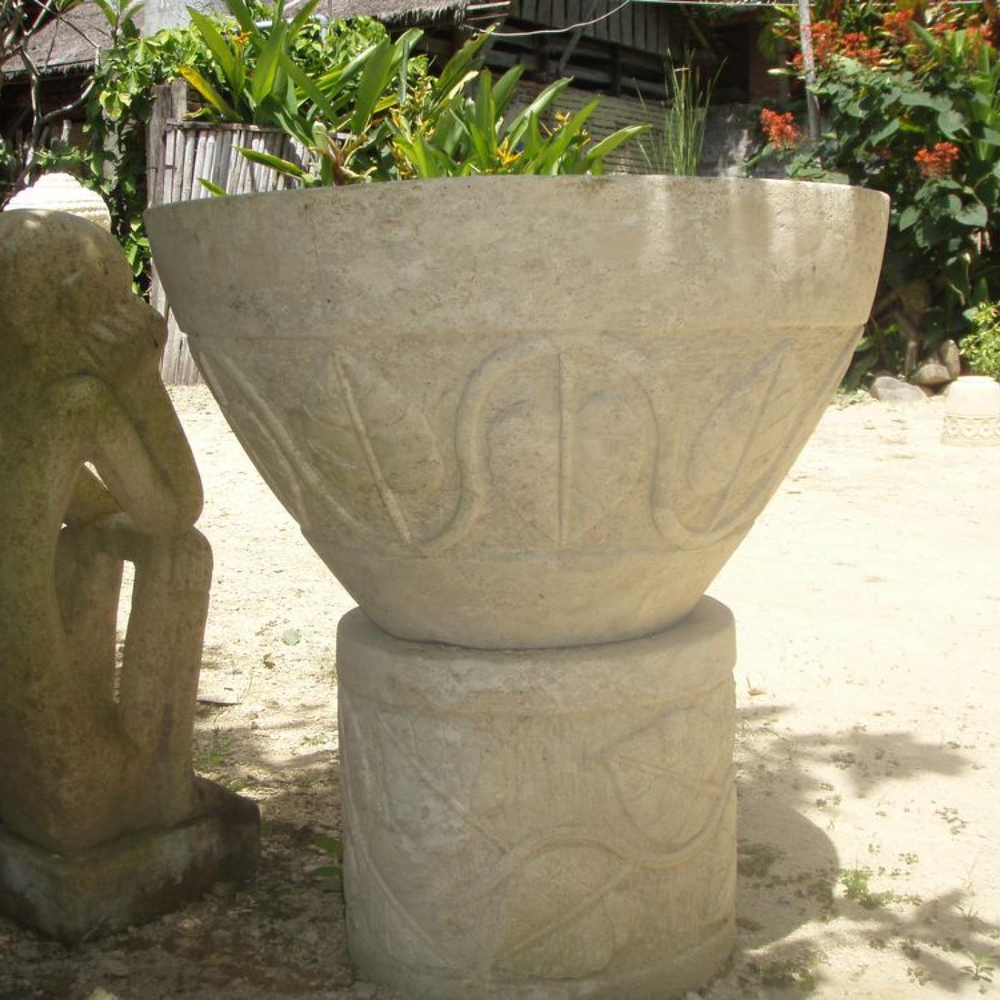 Faux Stone Planter Pots | Bali Carving